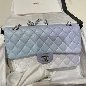 Chanel Brand New Classic Rare 10 Medium Lavender Blue Ombre Degrade Bag